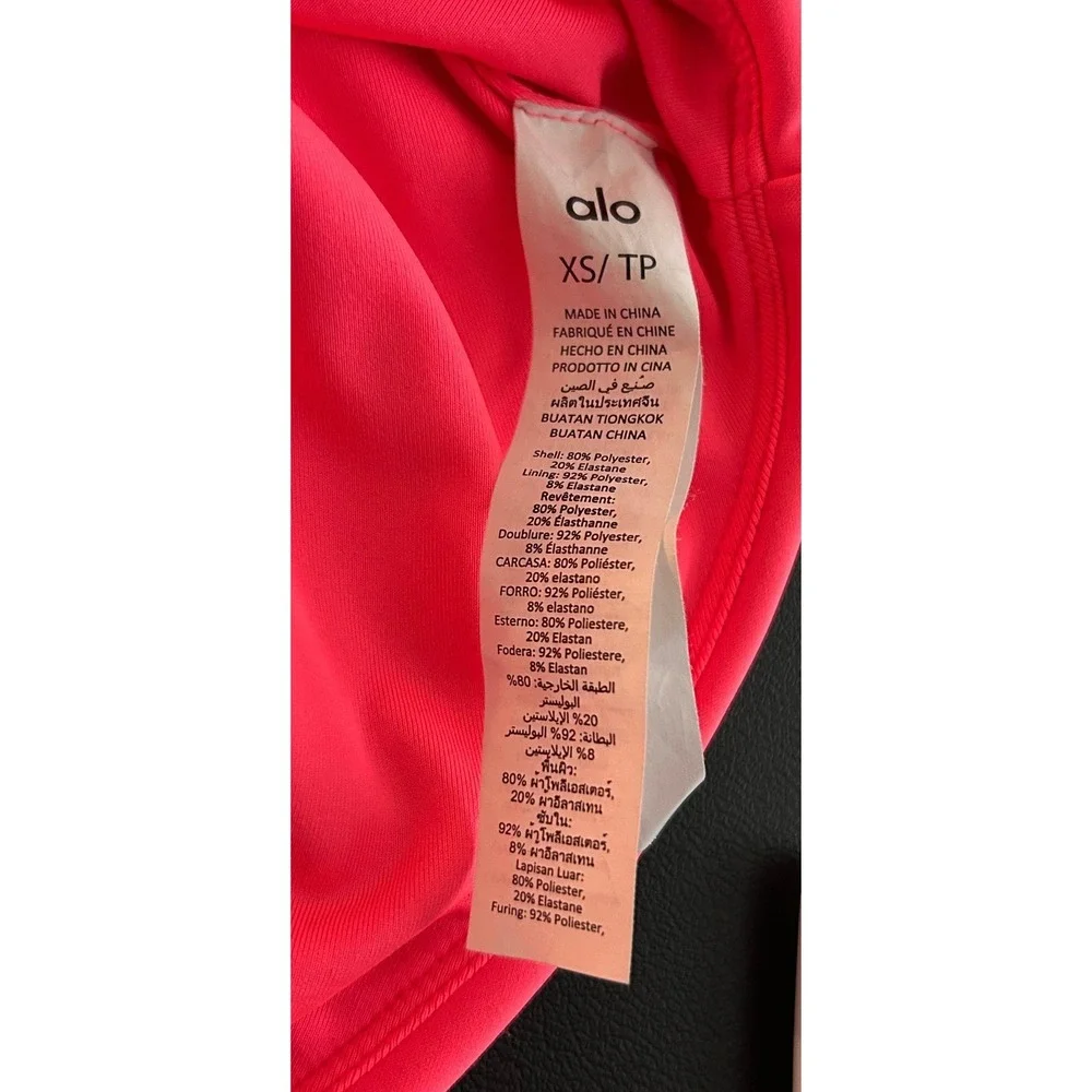Alo Yoga Airlift Plie Bodysuit Neon Pink One Shoulder Womens XS (1215)